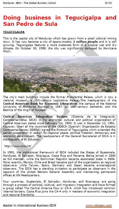 Internationaler Handel und Geschäftsessen in Tegucigalpa